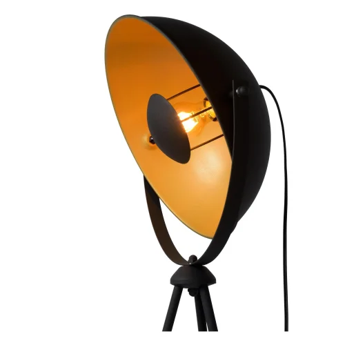 Торшер лофт Alvaro 05730/01/30 Lucide прожектор на треноге чёрный матовый золото 1 лампа, основание чёрное в стиле современный лофт
 фото 3